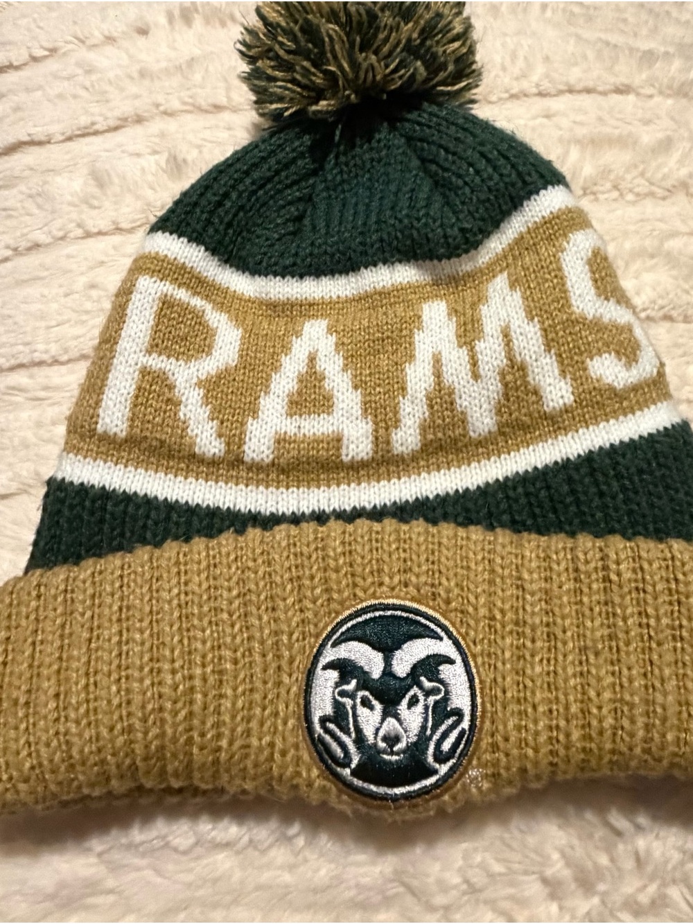 '47 Brand Knit Beanie in Mustard with Green Stitching